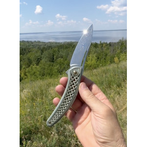 СЛІМ (Slim) скаладний ніж ручної роботи студії KUSTOM KNIVES, сталь Damasteel, 61-62 HRC. Photo 2